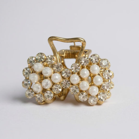 Par de Pinzas Moño de perlas & cristales