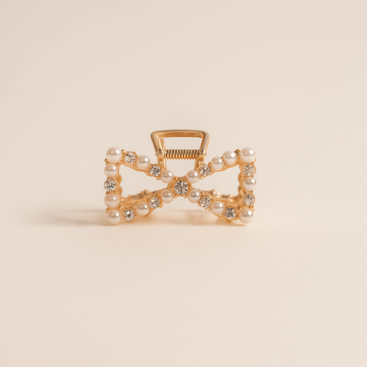 Pinza moño de perlas y cristales