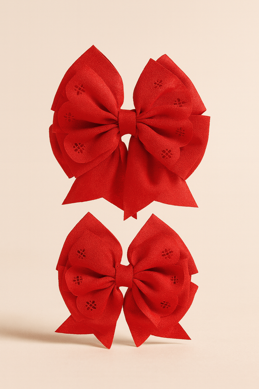 Par de moños Blossom rojos