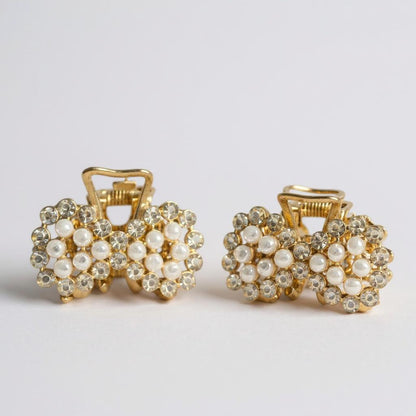 Par de Pinzas Moño de perlas & cristales