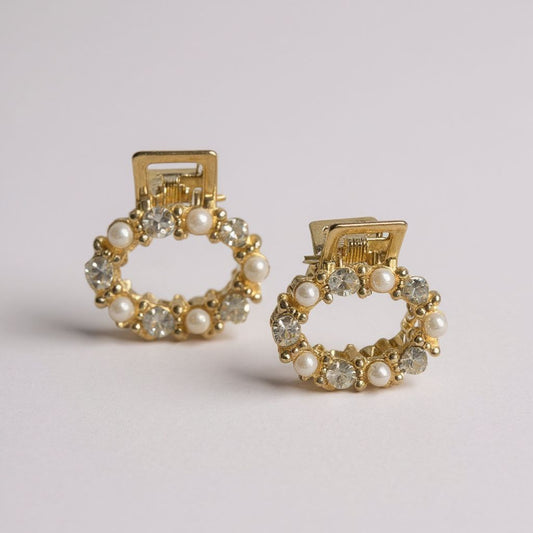 Par de pinzas mini Glam perlas & cristales